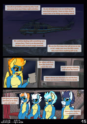 Size: 2480x3508 | Tagged: safe, artist:duop-qoub, derpibooru import, fire streak, fleetfoot, misty fly, soarin', spitfire, anthro, comic:anomaly11, belly button, comic, helicopter, wonderbolts