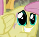 Size: 127x123 | Tagged: safe, edit, edited screencap, screencap, fluttershy, pegasus, pony, butt, buttface, female, grin, looking at you, mare, not salmon, plot, smiling, squee, wat, what has science done, why, wtf