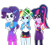 Size: 555x495 | Tagged: safe, derpibooru import, rainbow dash, rarity, sci-twi, twilight sparkle, better together, equestria girls, bolero jacket, clothes, cute, dashabetes, dress, geode of shielding, geode of super speed, geode of telekinesis, glasses, magical geodes, official, pantyhose, ponytail, raribetes, shorts, skirt