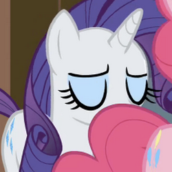 Size: 250x250 | Tagged: safe, screencap, pinkie pie, rarity, earth pony, pony, unicorn, eyes closed, out of context