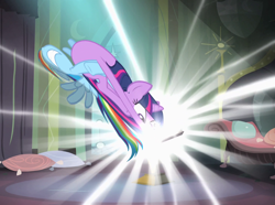 Size: 1454x1080 | Tagged: safe, derpibooru import, screencap, rainbow dash, twilight sparkle, twilight sparkle (alicorn), alicorn, pegasus, pony, power ponies (episode), cropped, female, mare, nose in the air