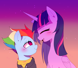 Size: 2292x2000 | Tagged: safe, artist:stuwor-art, derpibooru import, princess twilight 2.0, rainbow dash, twilight sparkle, twilight sparkle (alicorn), alicorn, pegasus, pony, the last problem, female, lesbian, older, older rainbow dash, older twilight, shipping, twidash