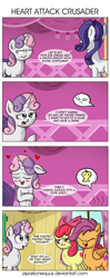 Size: 1675x4214 | Tagged: safe, artist:zsparkonequus, apple bloom, rarity, scootaloo, sweetie belle, pony, unicorn, forever filly, blushing, comic, cutie mark crusaders, fainted