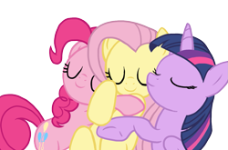 Size: 1115x737 | Tagged: safe, artist:cyberzerop, derpibooru import, fluttershy, pinkie pie, twilight sparkle, twilight sparkle (alicorn), alicorn, earth pony, pegasus, pony, female, mare, simple background, sleeping, transparent background, trio, vector