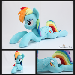 Size: 1772x1772 | Tagged: safe, artist:azurier, derpibooru import, rainbow dash, pegasus, pony, crossed hooves, female, irl, lying down, mare, photo, plushie, prone, solo