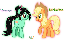 Size: 3291x2046 | Tagged: safe, artist:meganlovesangrybirds, applejack, earth pony, pony, ponified, simple background, transparent background, vanellope von schweetz, vector, wreck-it ralph