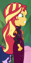 Size: 481x981 | Tagged: safe, screencap, fluttershy, sci-twi, sunset shimmer, twilight sparkle, better together, equestria girls, sunset's backstage pass!, cropped, music festival outfit