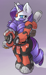 Size: 695x1128 | Tagged: safe, artist:sapphfyr, rarity, pony, unicorn, beard, clothes, cosplay, costume, crossover, eyepatch, facial hair, overwatch, solo, torbjorn