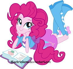 Size: 8551x8164 | Tagged: safe, artist:crimsumic, pinkie pie, equestria girls, absurd resolution, book, cute, diapinkes, learning, recipe, simple background, solo, transparent background, vector