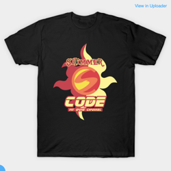 Size: 1128x1126 | Tagged: safe, artist:samoht-lion, sunset shimmer, clothes, cutie mark, shimmercode, shirt, t shirt design, t-shirt, teepublic, text