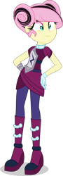 Size: 1799x5000 | Tagged: safe, artist:xebck, fluttershy, equestria girls, friendship games, absurd resolution, alternate hairstyle, alternate universe, archery, archery clothes, crystal prep academy, crystal prep shadowbolts, hand on hip, simple background, smug, smugshy, solo, transparent background, vector