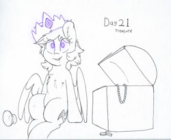 Size: 1154x948 | Tagged: safe, artist:fluffyxai, derpibooru import, rainbow dash, pegasus, pony, accessory, alternate hairstyle, chest, chest fluff, crown, enchantment, female, glow, glowing eyes, hypnovember 2019, inktober, inktober 2019, jewelry, lineart, mare, mind control, regalia, sitting, smiling, solo, traditional art