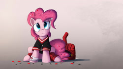 Size: 2000x1125 | Tagged: safe, artist:ncmares, pinkie pie, earth pony, pony, american football, arizona cardinals, clothes, foam finger, frown, jersey, nfl, nfl playoffs, reflection, sad, solo