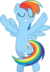 Size: 3721x5352 | Tagged: safe, artist:skie-vinyl, derpibooru import, rainbow dash, pegasus, pony, castle sweet castle, cute, dashabetes, eyes closed, flying, hooves up, simple background, smiling, solo, spinning, transparent background, vector, wings