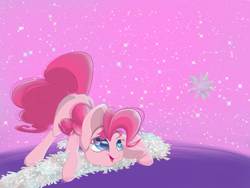 Size: 1600x1200 | Tagged: safe, artist:banoodle, pinkie pie, earth pony, pony, snow, snowfall, solo