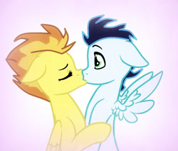 Size: 974x830 | Tagged: safe, artist:mydash, derpibooru import, soarin', spitfire, pony, kissing, male, shipping, soarinfire, straight