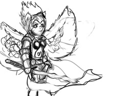 Size: 720x540 | Tagged: safe, derpibooru import, spitfire, aurelia, boros legion, crossover, grayscale, magic the gathering, monochrome, parody, ravnica, simple background, sketch, white background