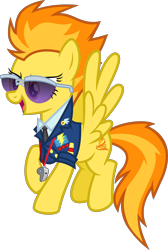 Size: 2694x4000 | Tagged: safe, artist:limedazzle, derpibooru import, spitfire, top bolt, absurd resolution, clothes, drill sergeant, floating, open mouth, raised hoof, simple background, solo, sunglasses, transparent background, uniform, vector, whistle, whistle necklace