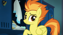 Size: 1920x1080 | Tagged: safe, derpibooru import, screencap, spitfire, pony, top bolt, cute, looking at you, solo