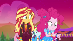 Size: 1920x1080 | Tagged: safe, screencap, fluttershy, pinkie pie, rainbow dash, rarity, sci-twi, sunset shimmer, twilight sparkle, better together, equestria girls, sunset's backstage pass!, music festival outfit