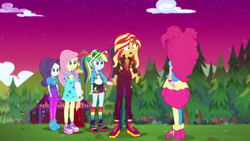 Size: 1920x1080 | Tagged: safe, screencap, applejack, fluttershy, pinkie pie, rainbow dash, rarity, sci-twi, sunset shimmer, twilight sparkle, better together, equestria girls, sunset's backstage pass!, humane five, humane seven, humane six, music festival outfit, shoes, sneakers