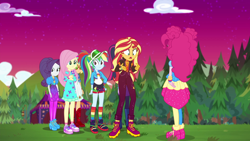 Size: 1920x1080 | Tagged: safe, screencap, applejack, fluttershy, pinkie pie, rainbow dash, rarity, sci-twi, sunset shimmer, twilight sparkle, better together, equestria girls, sunset's backstage pass!, humane five, humane seven, humane six, music festival outfit, shoes, sneakers