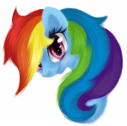 Size: 2065x2048 | Tagged: safe, artist:sa-loony, derpibooru import, rainbow dash, pegasus, pony, head, simple background, solo