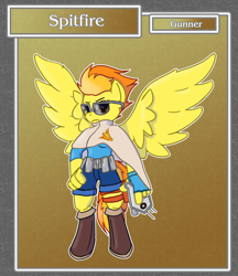 Size: 1688x1950 | Tagged: safe, artist:brownie-bytes, derpibooru import, part of a set, spitfire, anthro, unguligrade anthro, crossover, description at source, description is relevant, final fantasy, solo, weapon