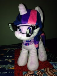 Size: 2448x3264 | Tagged: safe, artist:iflysna94, derpibooru import, twilight sparkle, 4de, glasses, hipster, irl, photo, plushie, solo