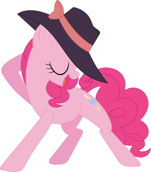 Size: 3123x3570 | Tagged: safe, artist:porygon2z, edit, pinkie pie, earth pony, pony, rarity investigates, cute, fedora, hat, pose, recolor, simple background, solo, transparent background, vector