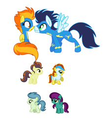 Size: 1504x1728 | Tagged: safe, artist:sori-adopts-n-bases, derpibooru import, soarin', spitfire, pony, boop, male, noseboop, offspring, parent:soarin', parent:spitfire, parents:soarinfire, shipping, soarinfire, straight