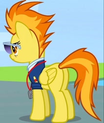 Size: 526x618 | Tagged: safe, derpibooru import, screencap, spitfire, pony, wonderbolts academy, cropped, female, mare, plot, solo, sunglasses