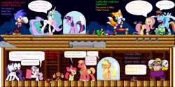 Size: 848x424 | Tagged: safe, artist:guihercharly, derpibooru import, apple bloom, applejack, big macintosh, fluttershy, princess celestia, rainbow dash, rarity, sweetie belle, tank, twilight sparkle, alicorn, earth pony, pegasus, pony, unicorn, airship, bullet bill, burner, cannonball, crossover, crying, donkey kong, glass dome, knuckles the echidna, luigi, mario, miles "tails" prower, nintendo, rash (battletoads), rocky wrench, sega, shadow the hedgehog, sonic the hedgehog, sonic the hedgehog (series), super mario bros., super mario bros. 3, thunderstorm, wario