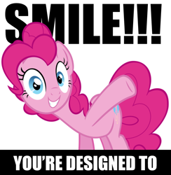 Size: 900x924 | Tagged: safe, artist:delzepp, pinkie pie, earth pony, pony, image macro, looking at you, meme, motivational, simple background, solo, vector, white background