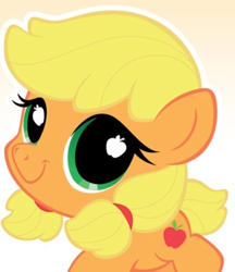 Size: 400x462 | Tagged: safe, applejack, earth pony, pony, cute, filly, jackabetes, looking at you, playskool, smiling, solo, wingding eyes