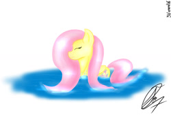 Size: 1024x694 | Tagged: safe, artist:nexcoyotlgt, fluttershy, pegasus, pony, female, mare, pink mane, solo, yellow coat