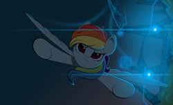 Size: 1147x696 | Tagged: safe, artist:kody-arts, derpibooru import, rainbow dash, pegasus, pony, city, cityscape, flying, light, looking at you