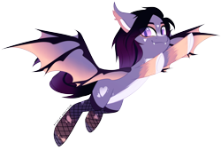 Size: 900x609 | Tagged: safe, artist:scarlet-spectrum, oc, oc:dawn aurora, bat pony, pony, bat pony oc, clothes, female, flying, looking at you, mare, simple background, smiling, stockings, thigh highs, transparent background