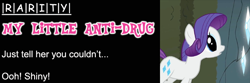 Size: 600x200 | Tagged: safe, artist:shadesmaclean, rarity, pony, unicorn, the return of harmony, anti-drug, parody