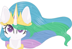 Size: 3000x2048 | Tagged: safe, artist:cinnamontee, princess celestia, alicorn, pony, bust, female, looking at you, mare, portrait, simple background, smiling, solo, transparent background