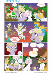 Size: 5784x8176 | Tagged: safe, artist:jeremy3, derpibooru import, dinky hooves, doctor horse, doctor stable, nurse coldheart, nurse redheart, nurse snowheart, spitfire, twist, oc, oc:trissie, alicorn, earth pony, pegasus, pony, unicorn, comic:everfree, absurd resolution, comic, comic sans, eyes closed, female, glasses, male, mare, missing accessory, royal guard, spear, stallion, weapon, wonderbolts