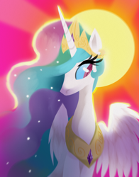 Size: 3300x4200 | Tagged: safe, artist:talonsofwater, princess celestia, alicorn, pony, absurd resolution, female, hair over one eye, mare, solo, sun