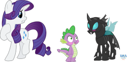 Size: 9404x4602 | Tagged: safe, artist:dnastudiobrony, rarity, spike, thorax, dragon, pony, unicorn, absurd resolution, blushing, gay, male, shipping, simple background, thoraxspike, transparent background