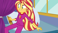 Size: 1920x1080 | Tagged: safe, screencap, sunset shimmer, better together, equestria girls, sunset's backstage pass!, clothes, pajamas, solo