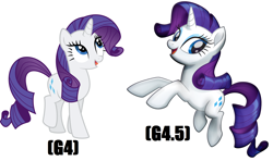 Size: 1956x1160 | Tagged: safe, artist:krusiu42, rarity, pony, unicorn, my little pony: the movie, comparison, cutie mark, female, mare, movie accurate, raised hoof, raised leg, standing