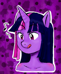 Size: 700x855 | Tagged: safe, artist:terpa-apret, derpibooru import, twilight sparkle, anthro, licking lips, pixiv, solo