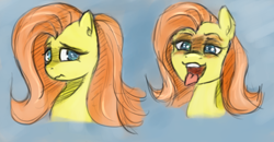 Size: 910x475 | Tagged: safe, artist:post-it, fluttershy, pegasus, pony, ahegao, bust, colored pupils, colored sketch, portrait, sketch, solo