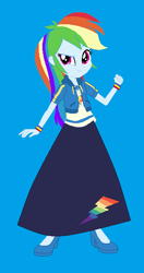 Size: 326x618 | Tagged: safe, artist:starman1999, derpibooru import, rainbow dash, better together, equestria girls, clothes, geode of super speed, long skirt, magical geodes, skirt, solo