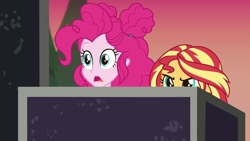 Size: 1920x1080 | Tagged: safe, screencap, pinkie pie, sunset shimmer, better together, equestria girls, sunset's backstage pass!