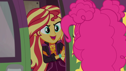 Size: 1920x1080 | Tagged: safe, screencap, pinkie pie, sunset shimmer, better together, equestria girls, sunset's backstage pass!, music festival outfit